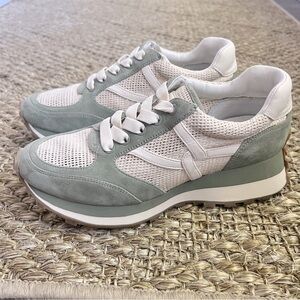 Veronica Beard Valentina Wedge Slip-On Sneaker in Sage Green, 7.5